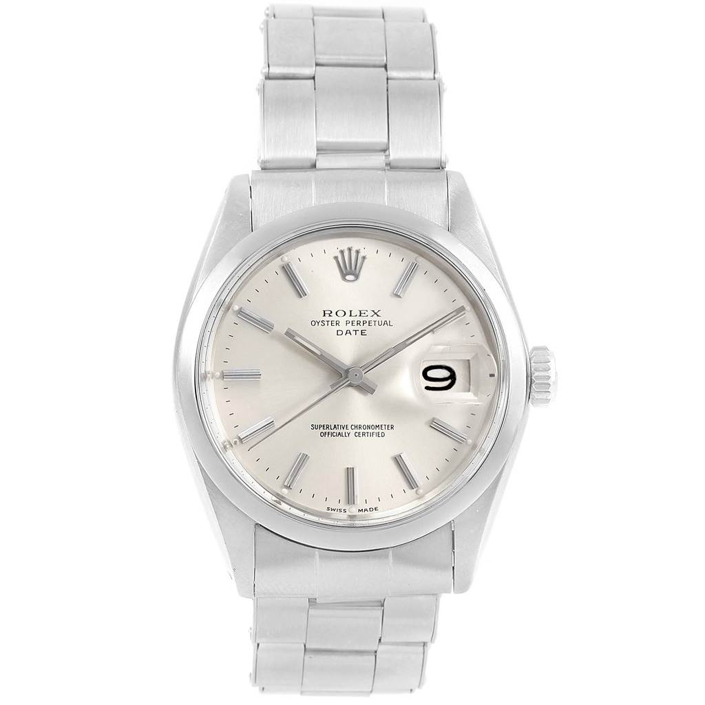 Rolex Date Smooth Bezel Automatic Steel Vintage Mens Watch 1500 ...