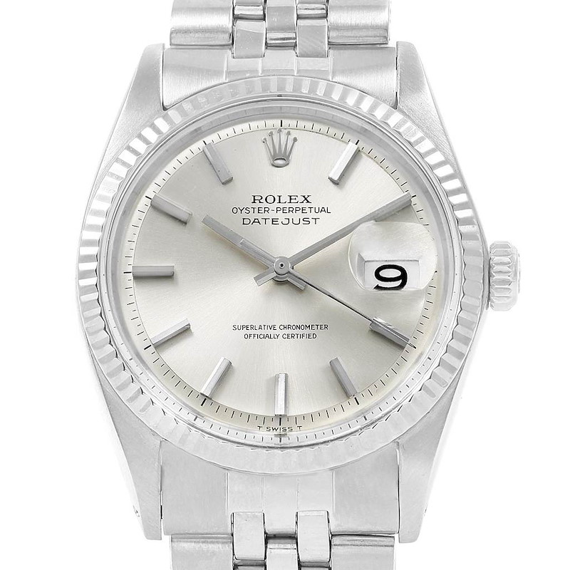 Rolex Datejust Steel White Gold Vintage Mens Watch 1601 Year 1959 SwissWatchExpo