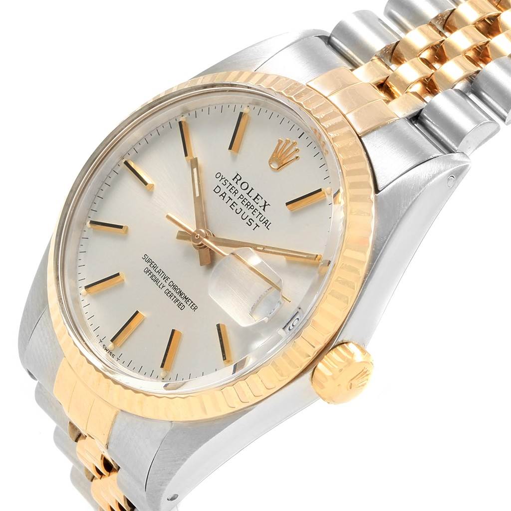 Rolex Datejust Steel Yellow Gold Silver Dial Vintage Mens ...