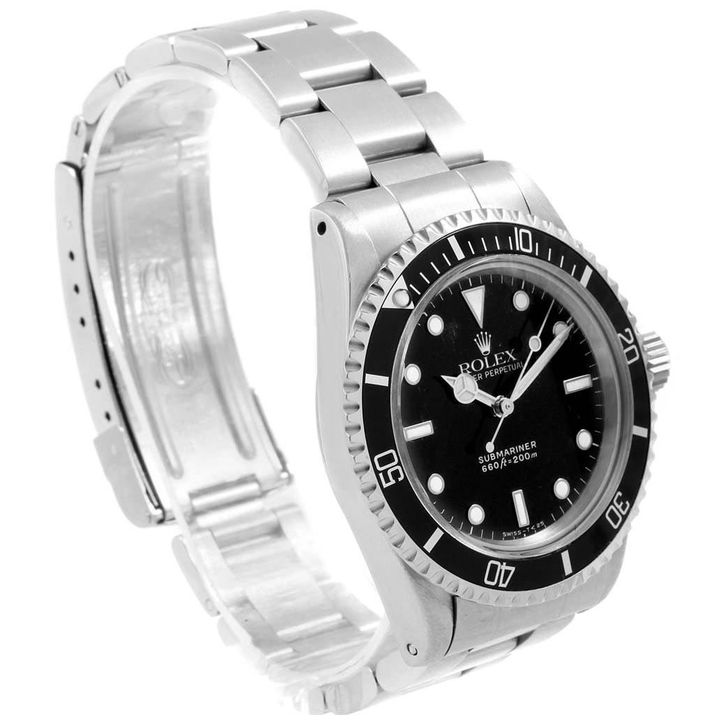 The Rolex Vintage Collection 5513 Men's Stainless Steel Black Dial 5513 Men's Stainless Steel Black Dial Submariner watch is shown at a three-quarter angle, highlighting its dial, bezel, and bracelet.