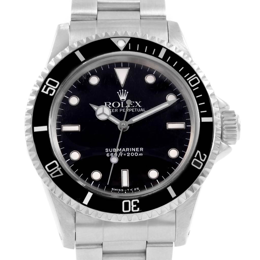 Front view of the Vintage Collection model by Rolex, showing the watch face, bezel, and part of the bracelet.