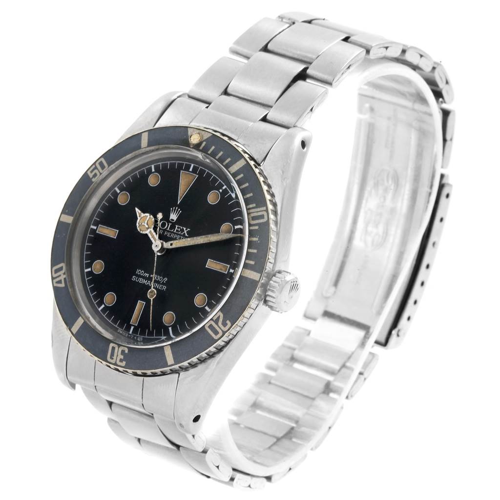 The image shows a Rolex Vintage Collection 5508 Men's Stainless Steel Black Dial 5508 Men's Stainless Steel Black Dial Submariner watch, displaying the dial, bezel, case, and part of the bracelet at an angle.