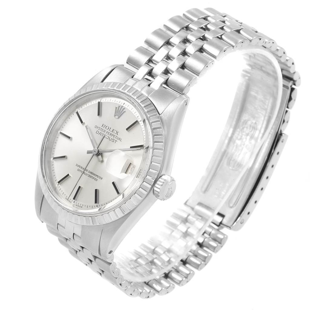 The Rolex Vintage Collection 1603 Men's Stainless Steel Silver Dial 1603 Men's Stainless Steel Silver Dial model is shown at a slight angle, highlighting the watch face, bezel, and metal bracelet.