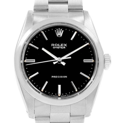 Photo of Rolex Precision Vintage Stainless Steel Black Dial Mens Watch 6426