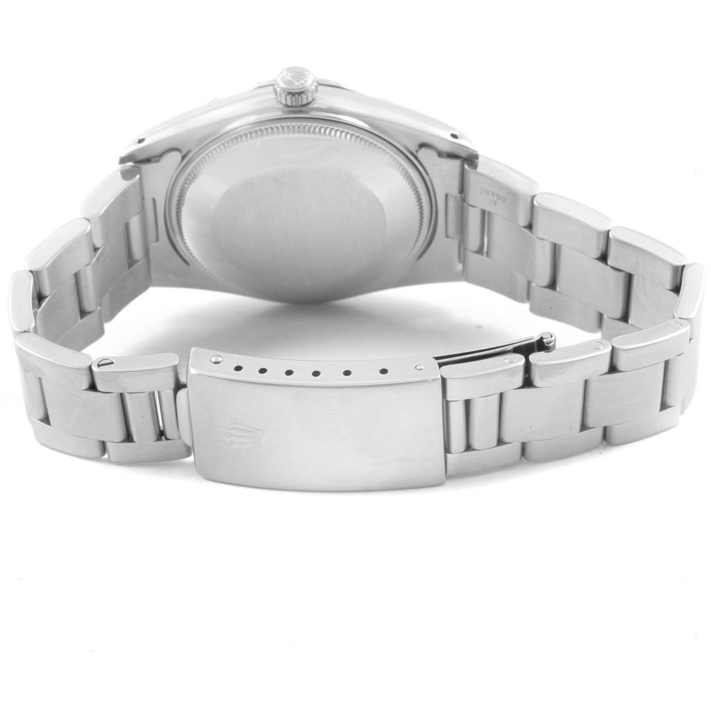 The image shows the back case and bracelet clasp of the Rolex Vintage Collection 15000 Men's Stainless Steel Black Dial 15000 Men's Stainless Steel Black Dial watch.