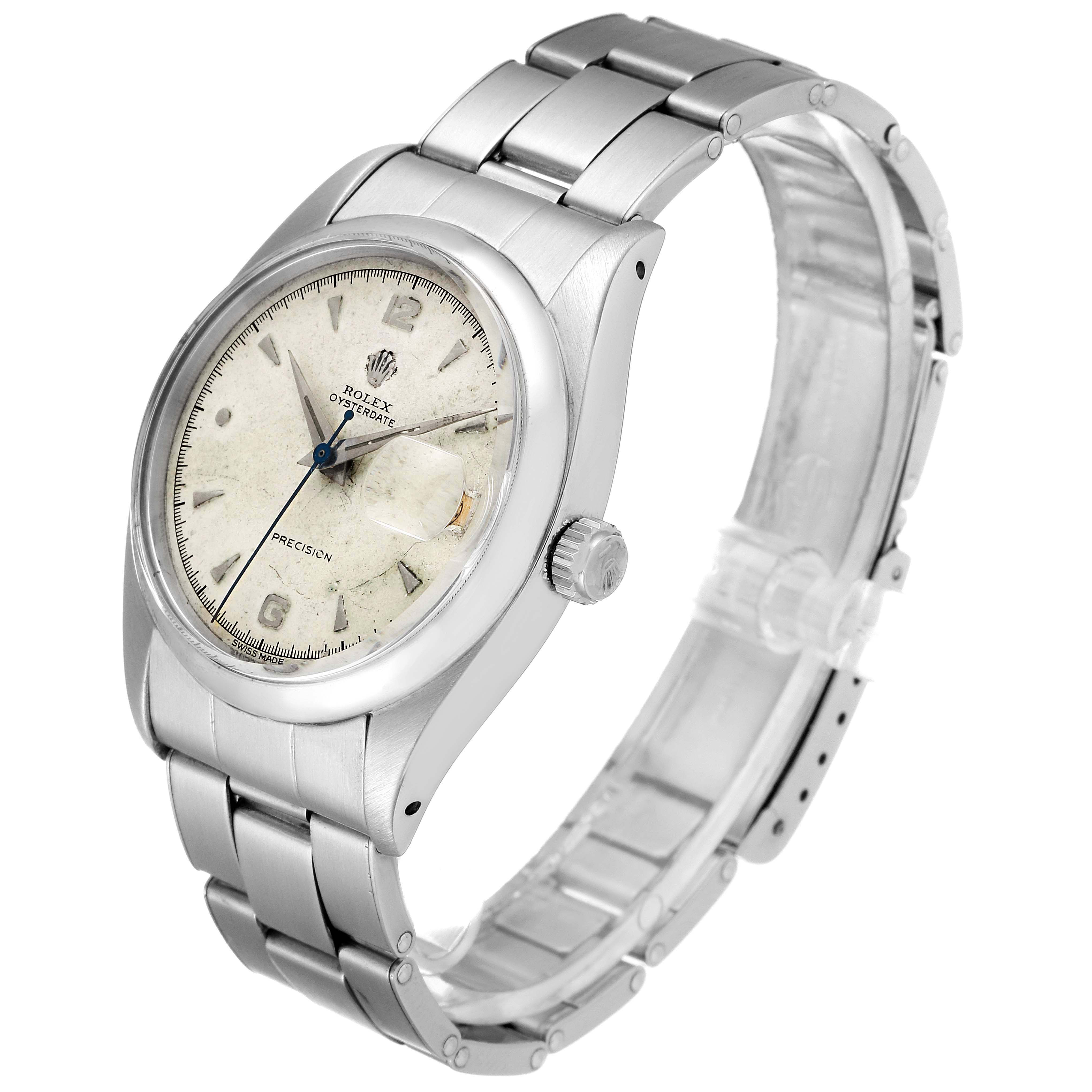 This Rolex Vintage Collection 6494 Men's Stainless Steel Silver Dial 6494 Men's Stainless Steel Silver Dial model is shown at an angle highlighting its face, bezel, crown, and bracelet.