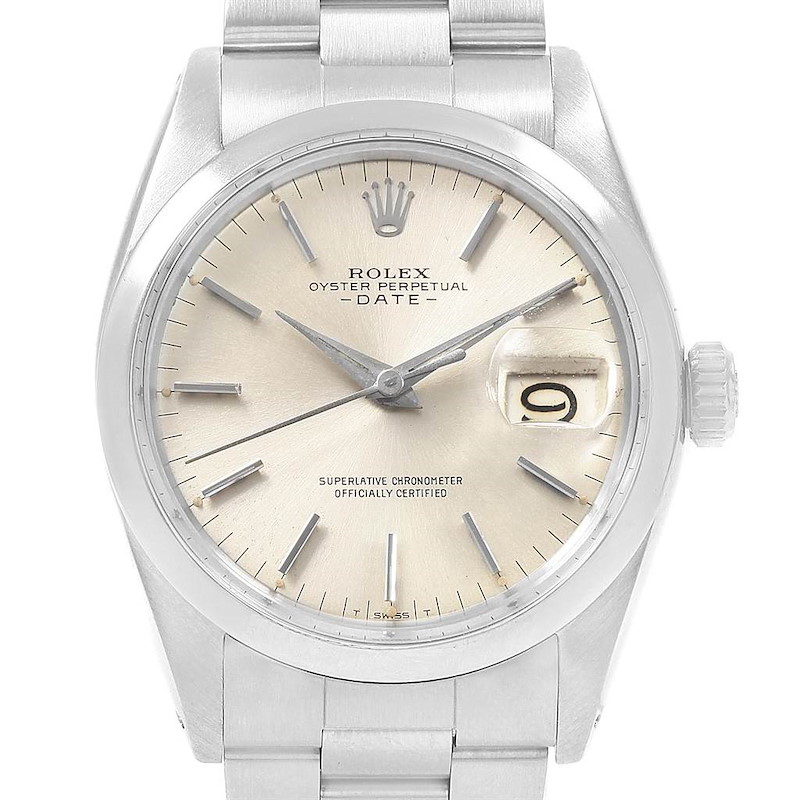 Rolex Date Smooth Bezel Automatic Steel Vintage Mens Watch 1500 SwissWatchExpo