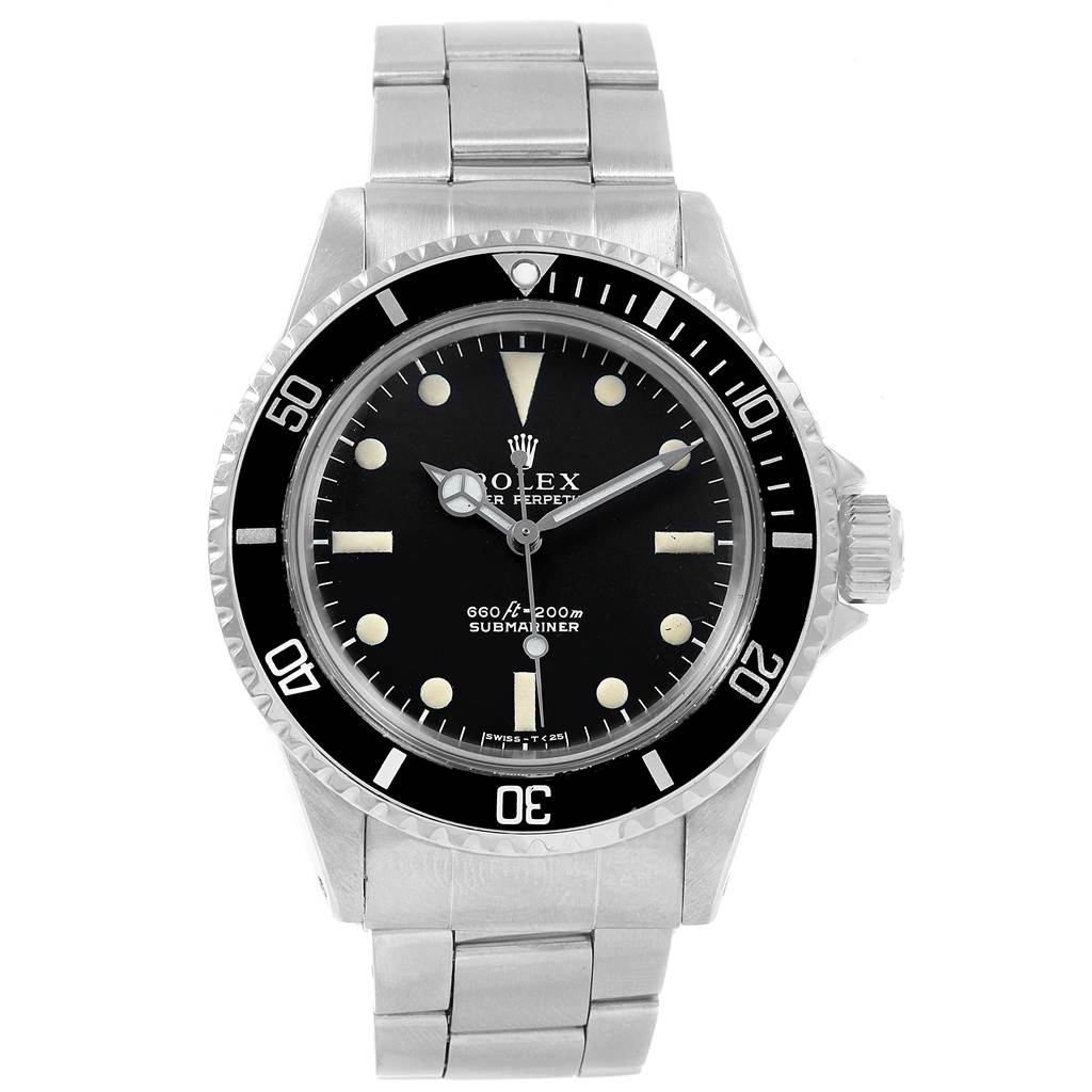 The image shows a front view of the Rolex Submariner Vintage Collection watch, displaying its dial, bezel, and bracelet.