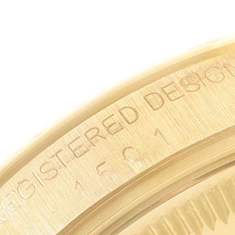 This close-up image shows the engraved bezel and part of the case back of the Vintage Collection model by Rolex.