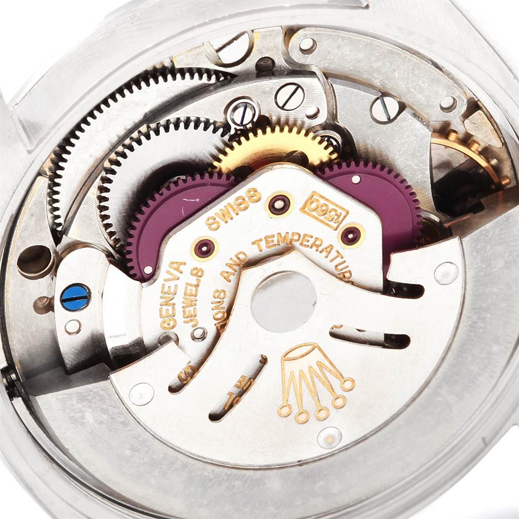 This image shows a close-up view of the internal mechanical movement of the Vintage Collection model by Rolex.