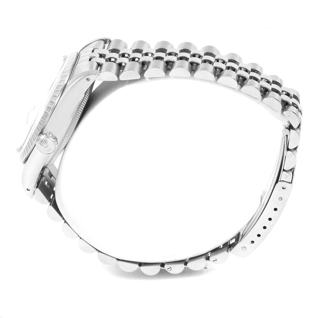 The image shows a side view of the Rolex Vintage Collection 16030 Men's Stainless Steel Silver Dial 16030 Men's Stainless Steel Silver Dial watch, highlighting its band and bezel.