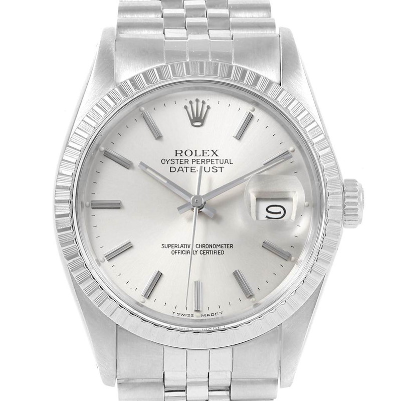 Rolex Datejust 36mm Silver Dial Steel Vintage Mens Watch 16030 SwissWatchExpo