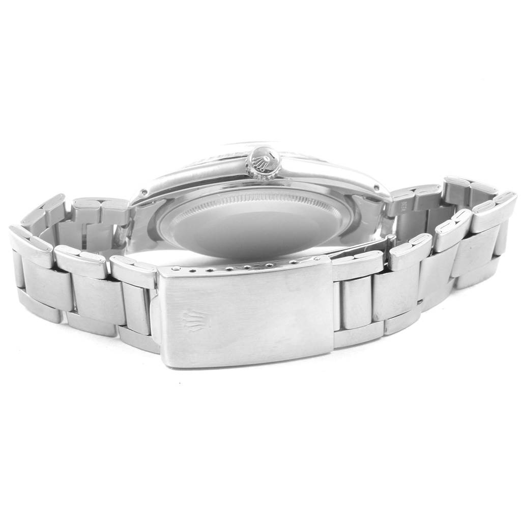 This image shows the back case and bracelet clasp of the Rolex Vintage Collection 1603 Men
s Stainless Steel White Dial 1603 Men
s Stainless Steel White Dial model watch from a rear angle.