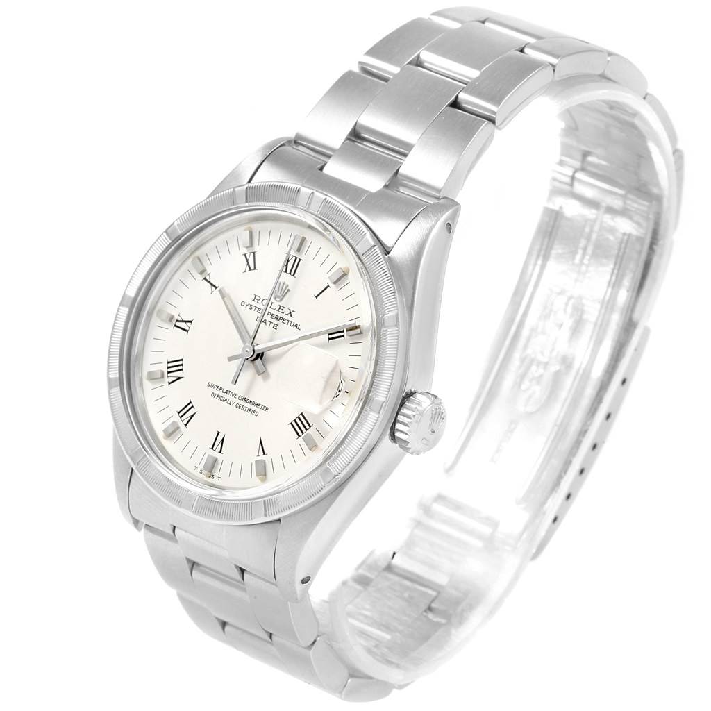 The Rolex Vintage Collection 1501 Men
s Stainless Steel White Dial 1501 Men
s Stainless Steel White Dial watch is shown at a slight angle, displaying the face, crown, and part of the bracelet.