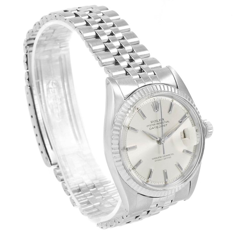 Rolex Datejust Steel 18K White Gold Baton Dial Vintage Mens Watch 1601 SwissWatchExpo