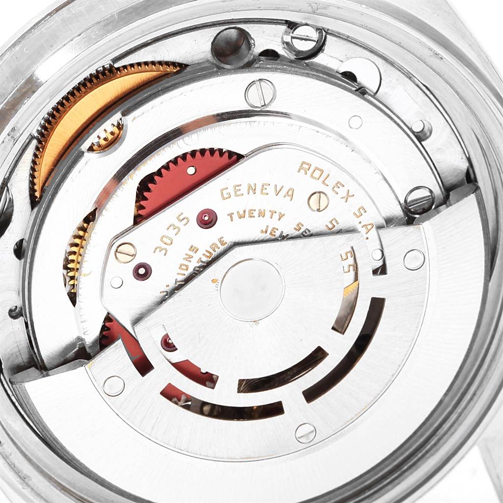 The image shows the intricate internal mechanics and movement of the Vintage Collection model by Rolex from a close-up angle.