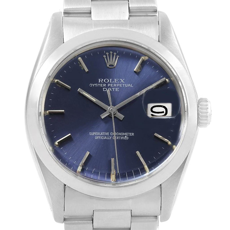 Rolex Date Vintage Blue Dial Stainless Steel Mens Watch 1501 SwissWatchExpo