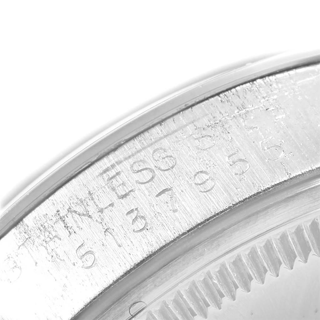 This close-up shows the edge of the bezel and case back of the Vintage Collection model by Rolex.