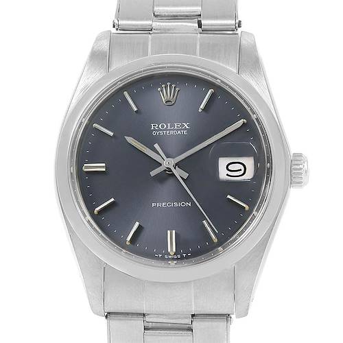 Photo of Rolex OysterDate Precision Grey Dial Steel Vintage Mens Watch 6694