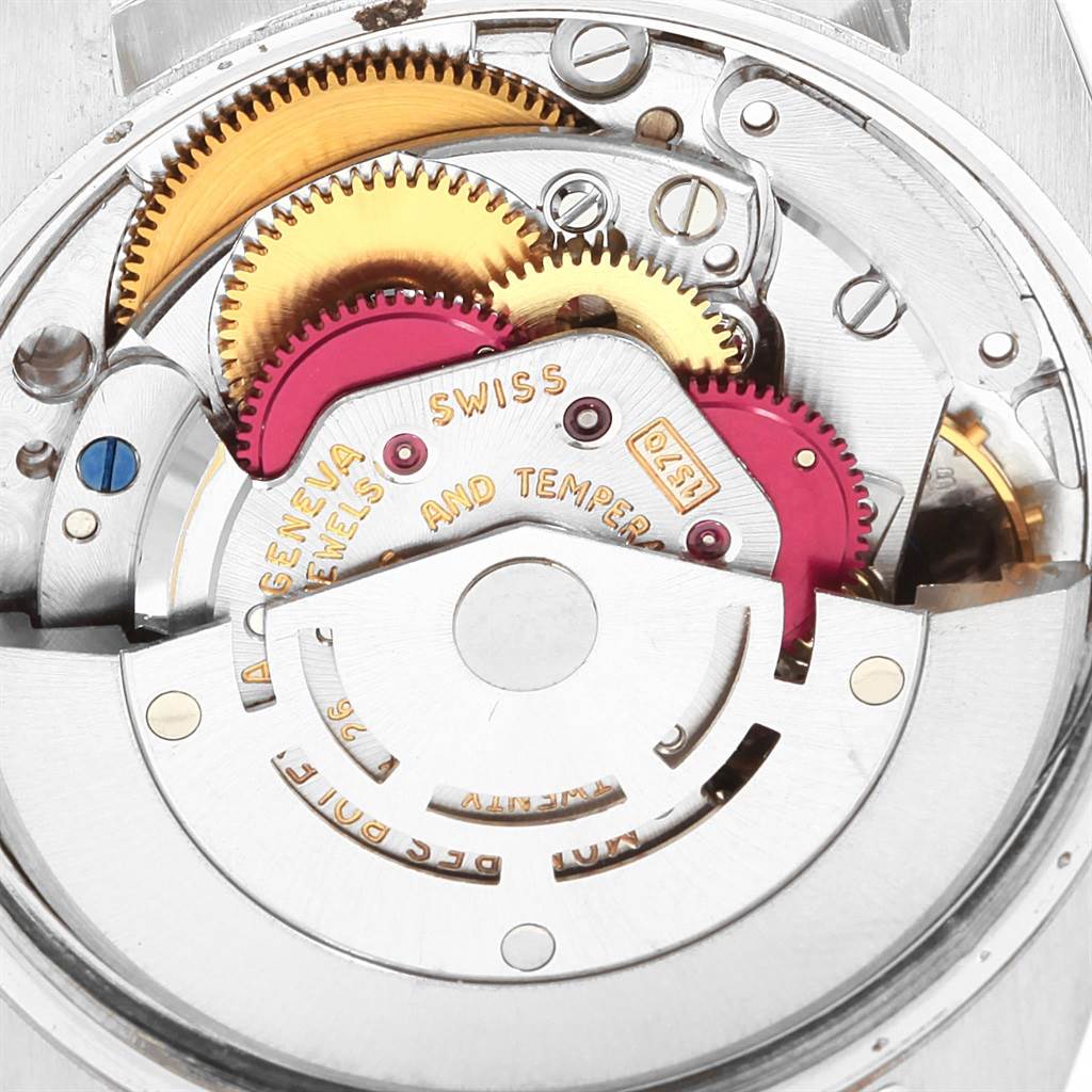 The image shows the internal mechanical movement parts of the Vintage Collection model by Rolex, viewed from the back.