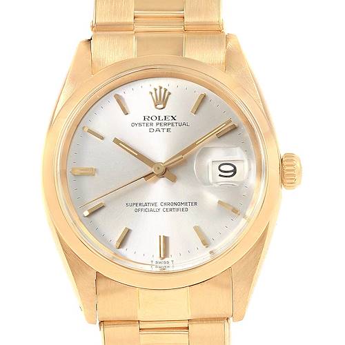 Photo of Rolex Date 18k Yellow Gold Oyster Bracelet Vintage Mens Watch 1500