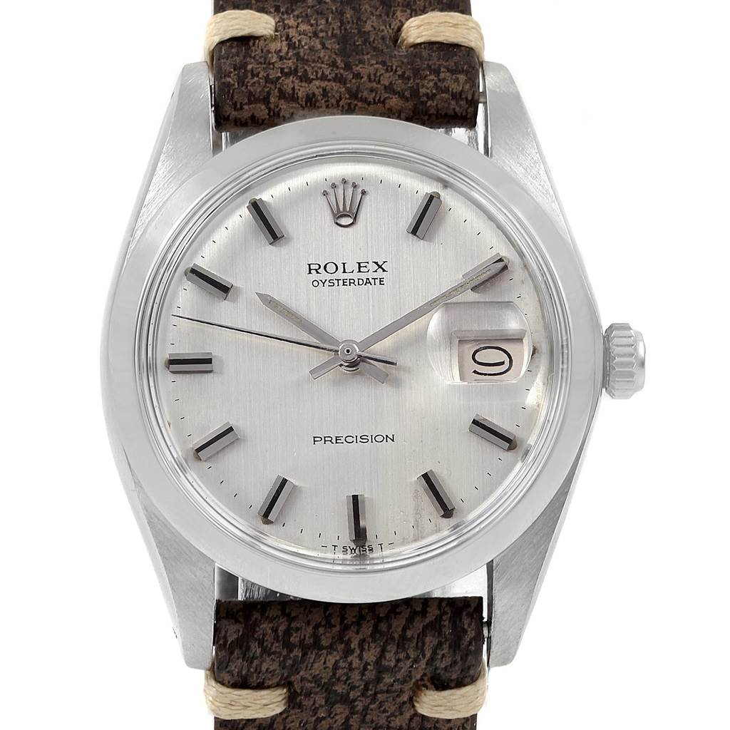 Front view of the Rolex Vintage Collection 6694 Men's Stainless Steel Silver Dial 6694 Men's Stainless Steel Silver Dial watch showing the dial, hour markers, date display, and crown.