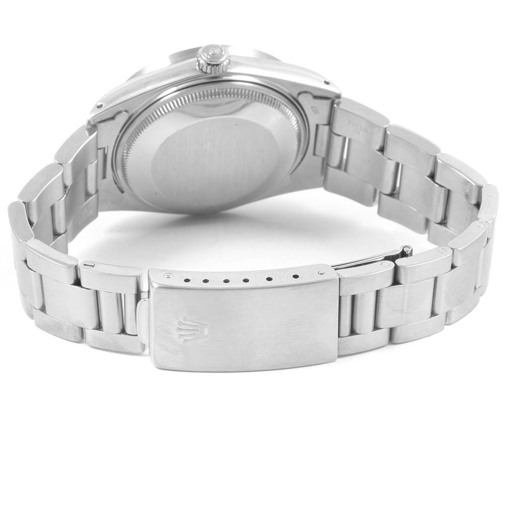 This image shows the back view of the Rolex Vintage Collection 15010 Men's Stainless Steel Silver Dial 15010 Men's Stainless Steel Silver Dial model, highlighting the clasp and bracelet.