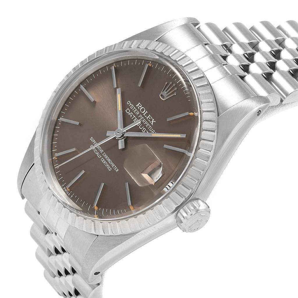 The Vintage Collection Rolex watch is shown at a slight angle displaying the dial, bezel, crown, and part of the bracelet.