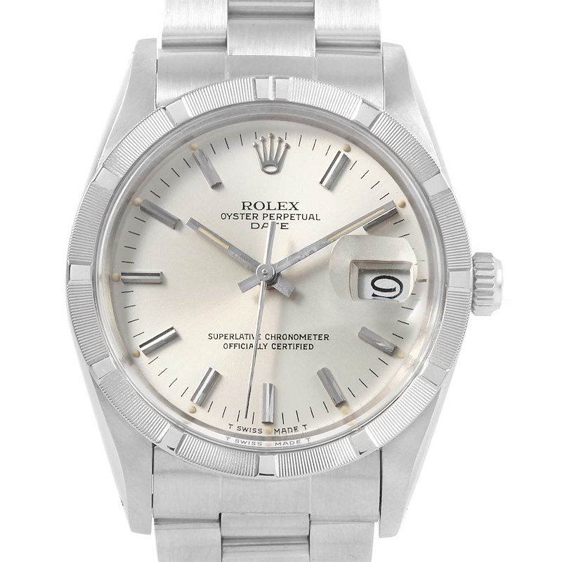 Rolex Date Silver Dial Oyster Bracelet Steel Vintage Mens Watch 15010 SwissWatchExpo