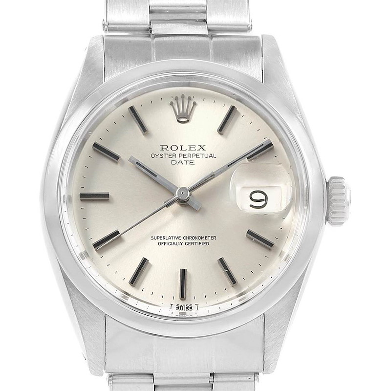 Rolex Date Smooth Bezel Automatic Steel Vintage Mens Watch 1500 SwissWatchExpo