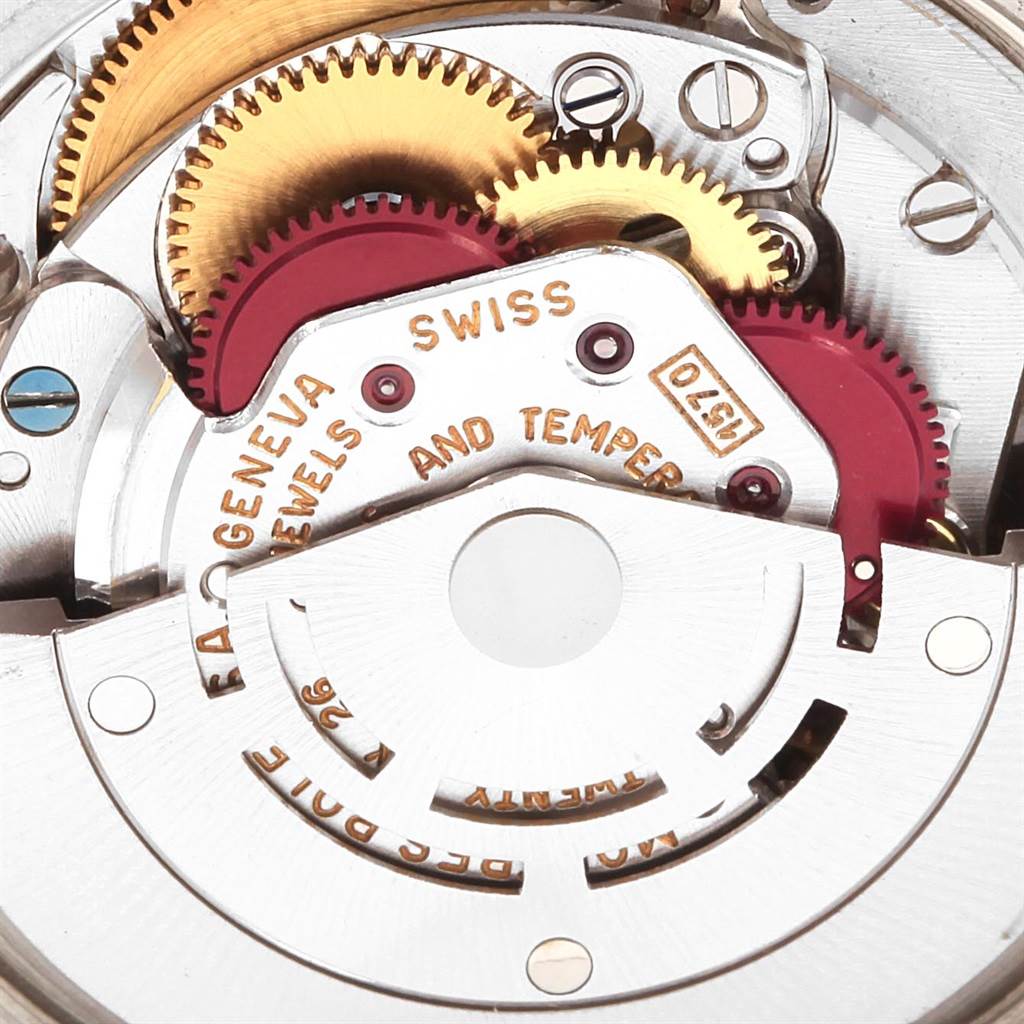 This image shows a close-up of the mechanical movement inside the Vintage Collection model by Rolex.