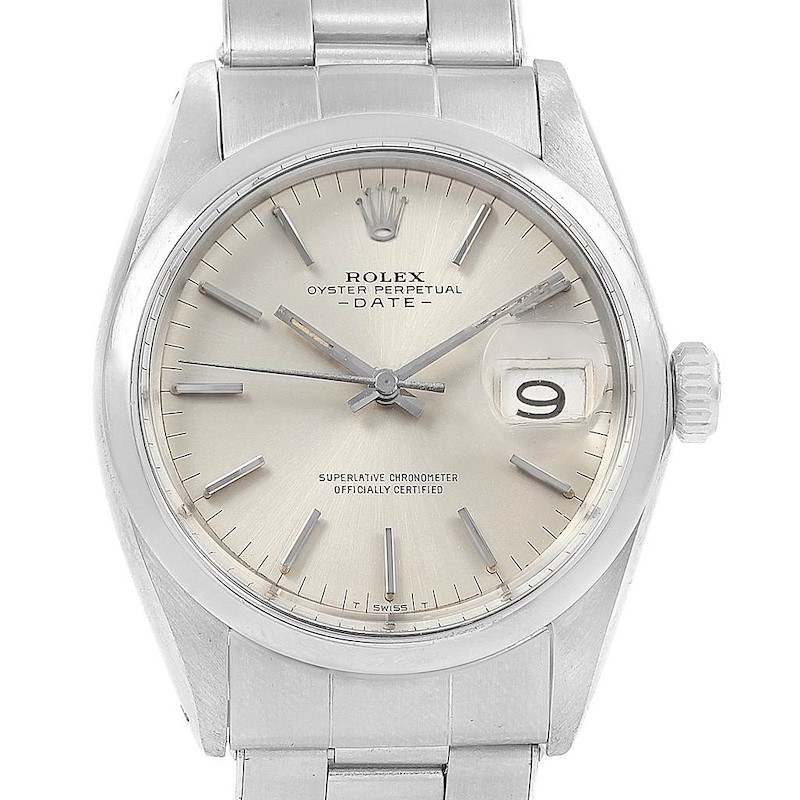 Rolex Date Silver Dial Automatic Steel Vintage Mens Watch 1500 SwissWatchExpo