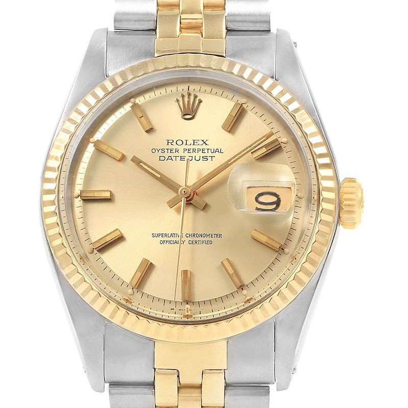 Rolex Datejust Steel Yellow Gold Vintage Mens Watch 1601 Box Papers SwissWatchExpo