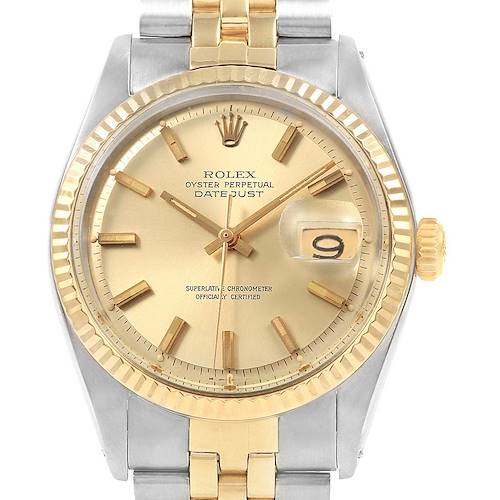 Photo of Rolex Datejust Steel Yellow Gold Vintage Mens Watch 1601 Box Papers