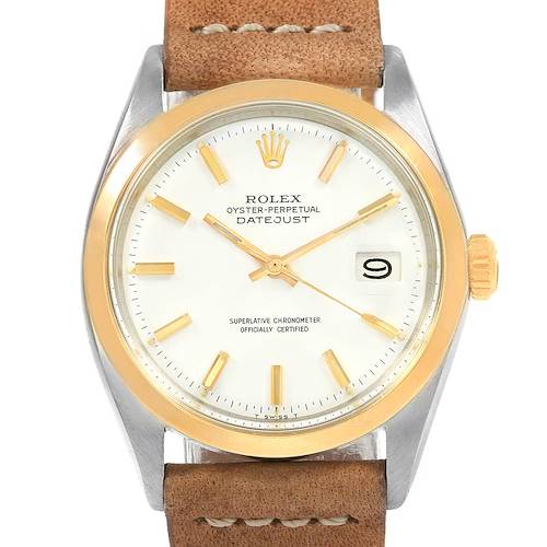 Photo of Rolex Date Vintage Steel Yellow Gold White Dial Mens Watch 1600