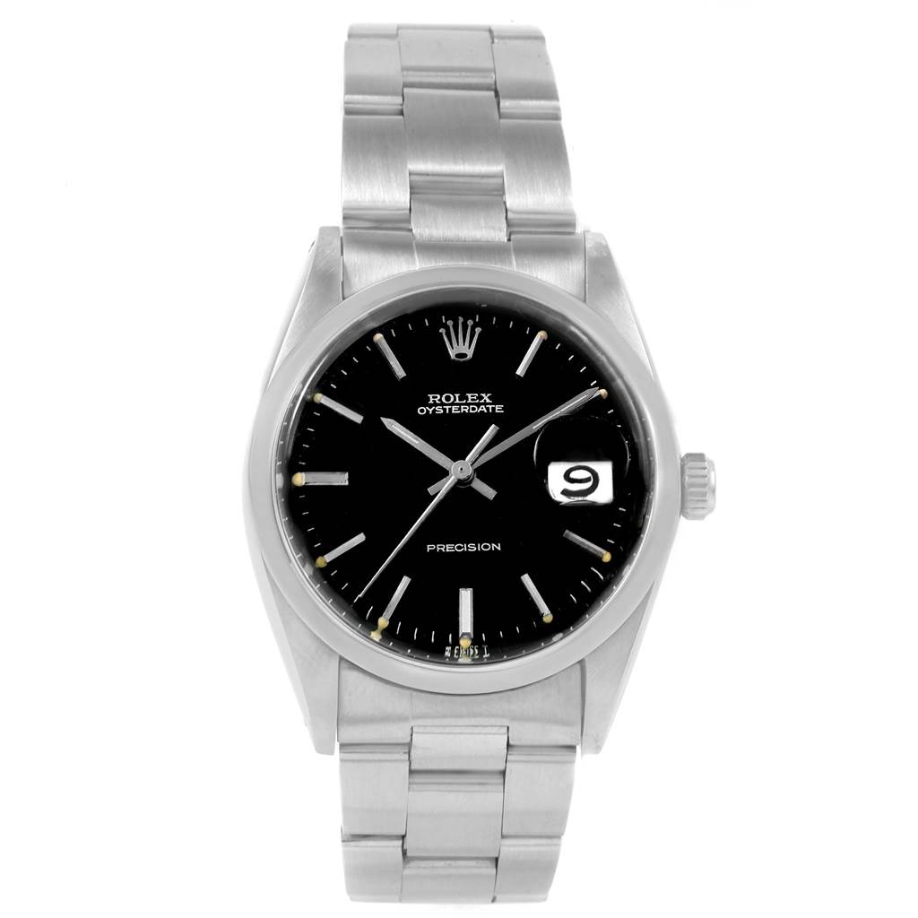 Rolex OysterDate Precision Black Dial Steel Vintage Mens Watch 6694 ...