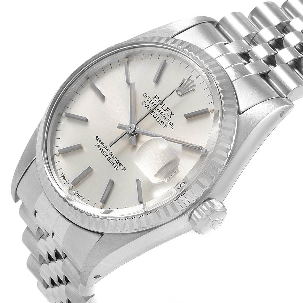The Rolex Vintage Collection 16014 Men's Stainless Steel Silver Dial 16014 Men's Stainless Steel Silver Dial model is shown at an angle, displaying its dial, bezel, crown, and part of the bracelet.