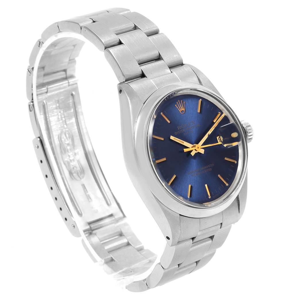 The image shows the Rolex Vintage Collection 1500 Men's Stainless Steel Silver Dial 1500 Men's Stainless Steel Silver Dial model from an angled side view, displaying the face, bezel, and bracelet.