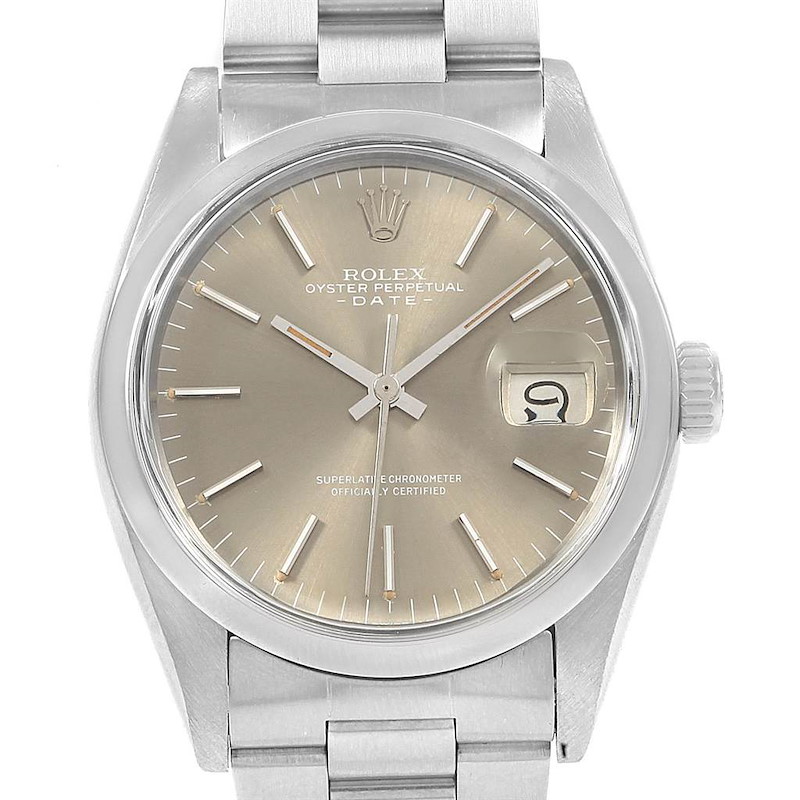 Rolex Date Grey Dial Automatic Steel Vintage Mens Watch 1500 SwissWatchExpo