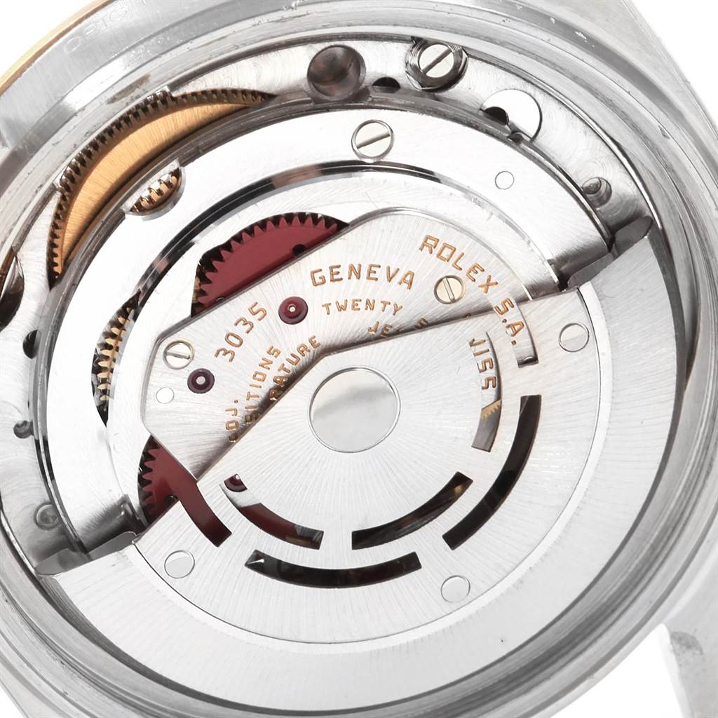 The image shows the internal mechanism of a Rolex Vintage Collection 16013 Men's Stainless Steel Champagne Dial 16013 Men's Stainless Steel Champagne Dial watch, viewed from the back.