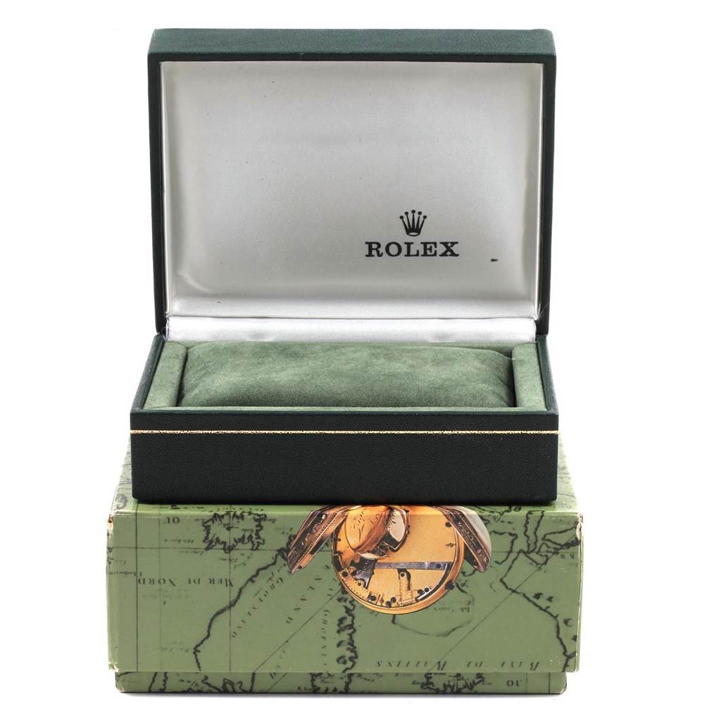 The image shows an open box for a Vintage Collection Rolex watch, displaying the brand's logo on the inner lid.