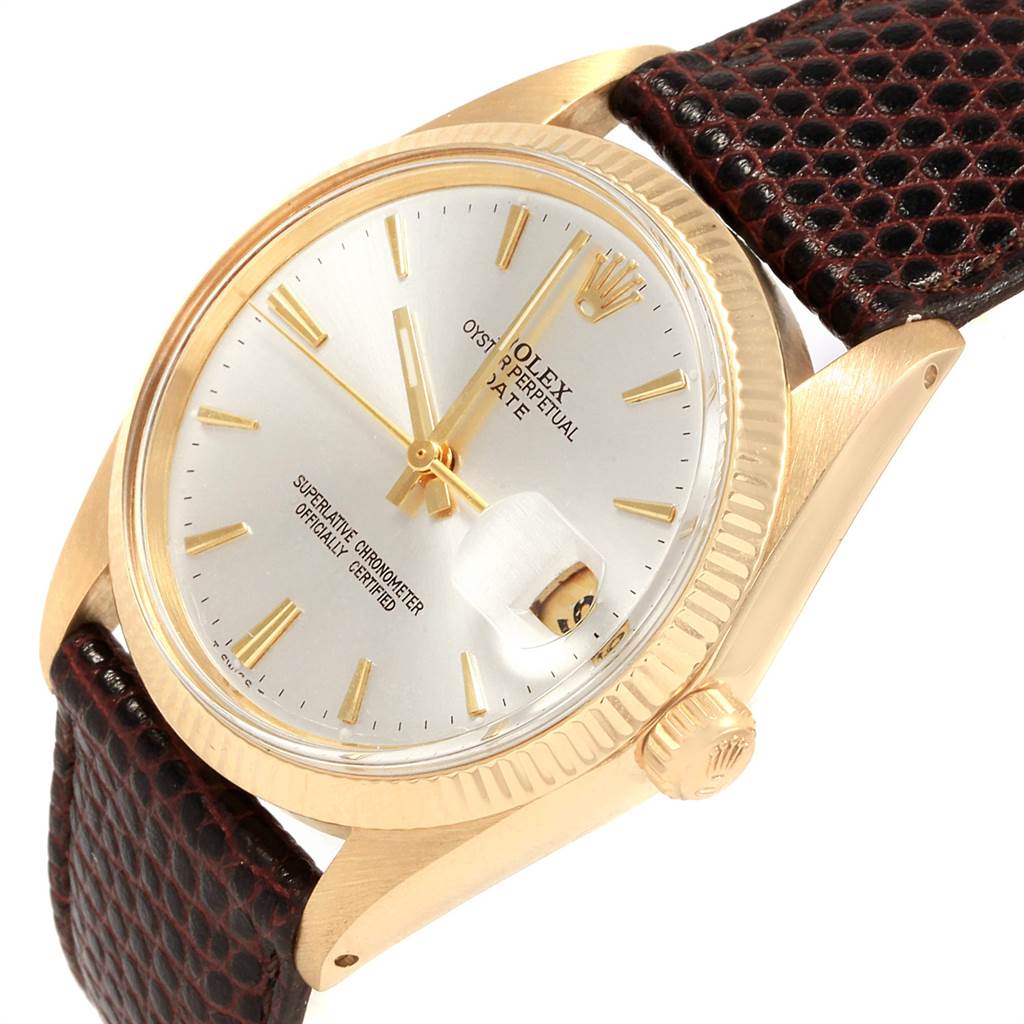 This image shows a side angle of a Vintage Collection Rolex watch, highlighting the face, bezel, and part of the strap.