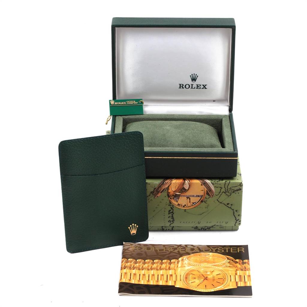 The image shows the packaging, booklet, and wallet for the Rolex Vintage Collection 1500 Men's Stainless Steel Silver Dial 1500 Men's Stainless Steel Silver Dial model, without the actual watch.