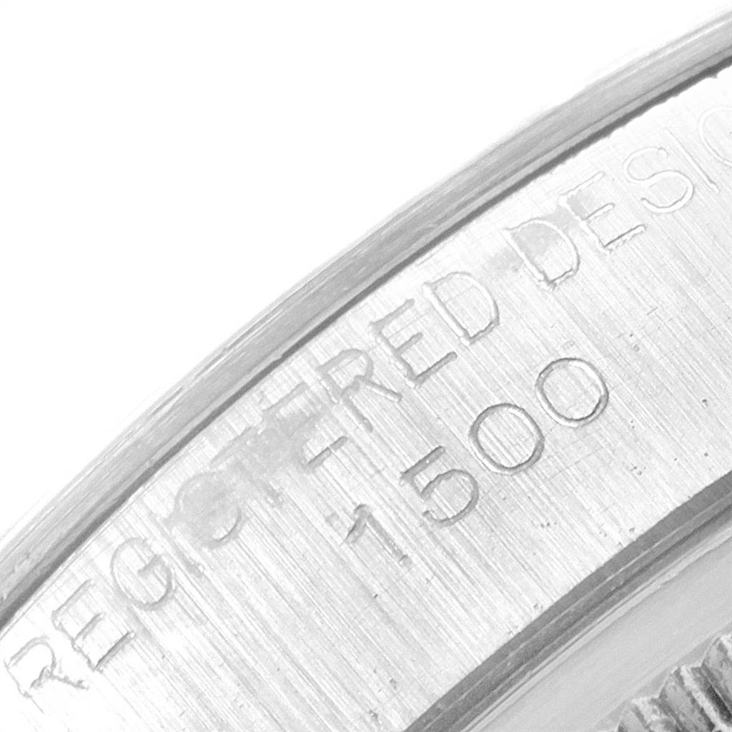 This is a close-up image showing the outer edge of the casing for a Rolex Vintage Collection 1500 Men's Stainless Steel Silver Dial 1500 Men's Stainless Steel Silver Dial model, featuring the serial number "1500."