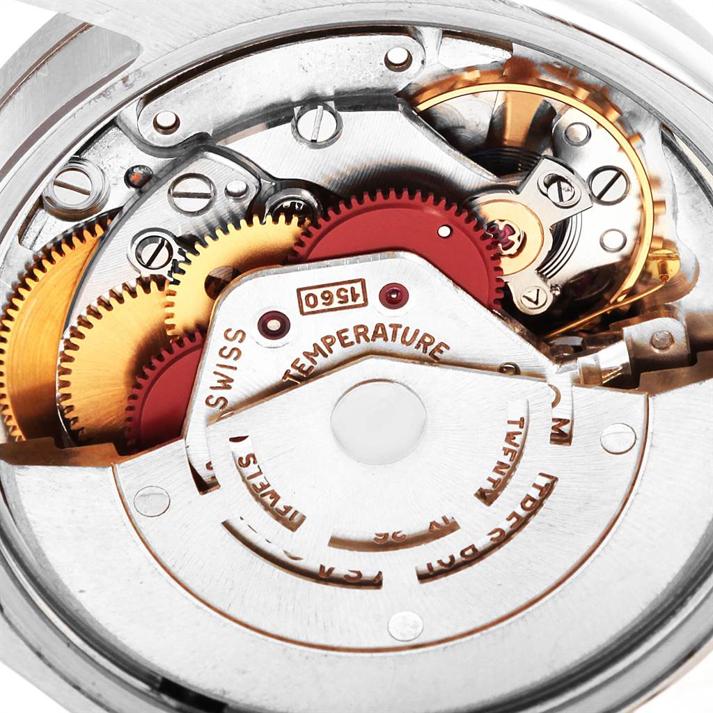 This image shows the inner mechanical components of the Rolex Vintage Collection 1501 Men's Stainless Steel Silver Dial 1501 Men's Stainless Steel Silver Dial model watch at a close-up angle.