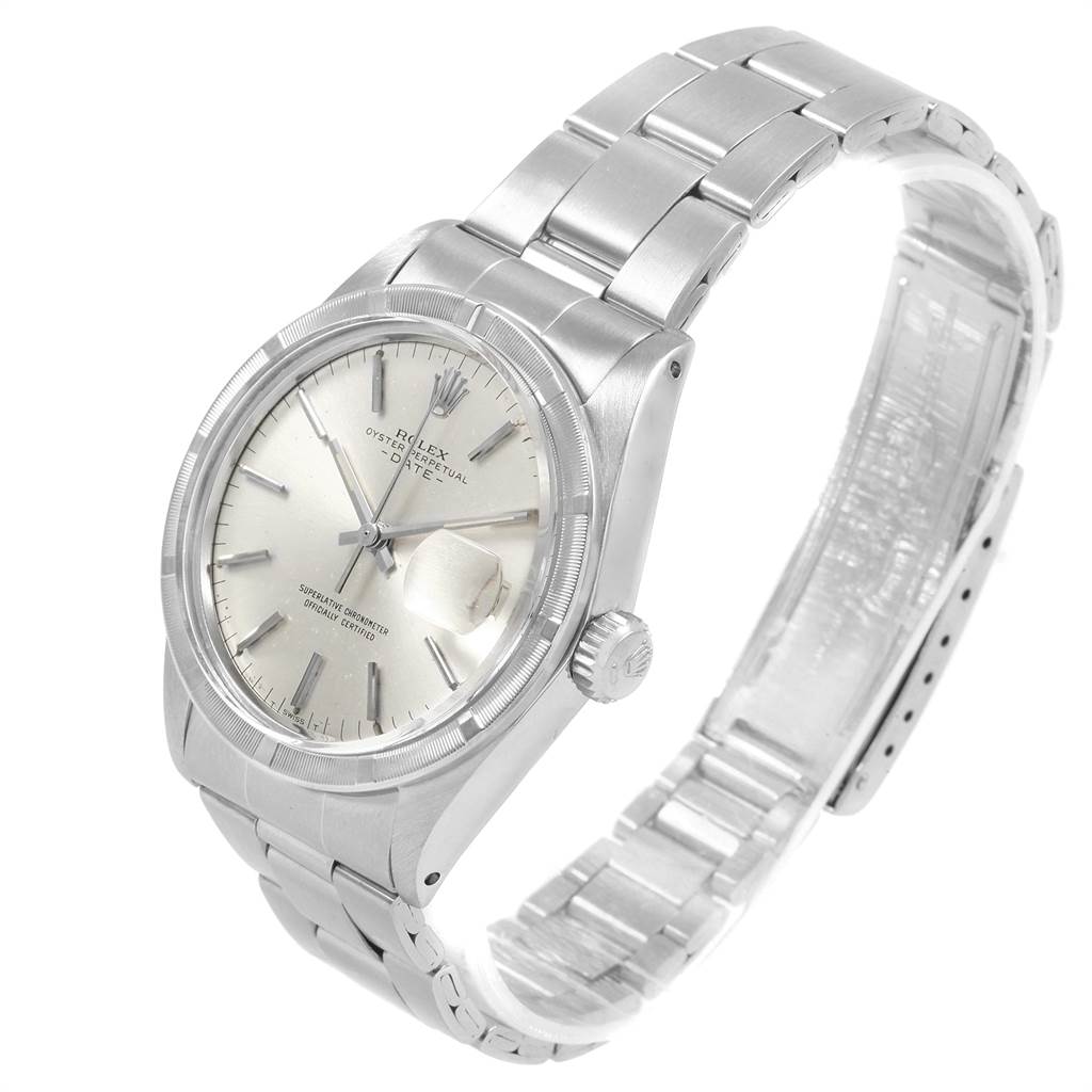 The Rolex Vintage Collection 1501 Men's Stainless Steel Silver Dial 1501 Men's Stainless Steel Silver Dial model watch is shown at a three-quarter angle, highlighting its dial, case, bezel, and bracelet.