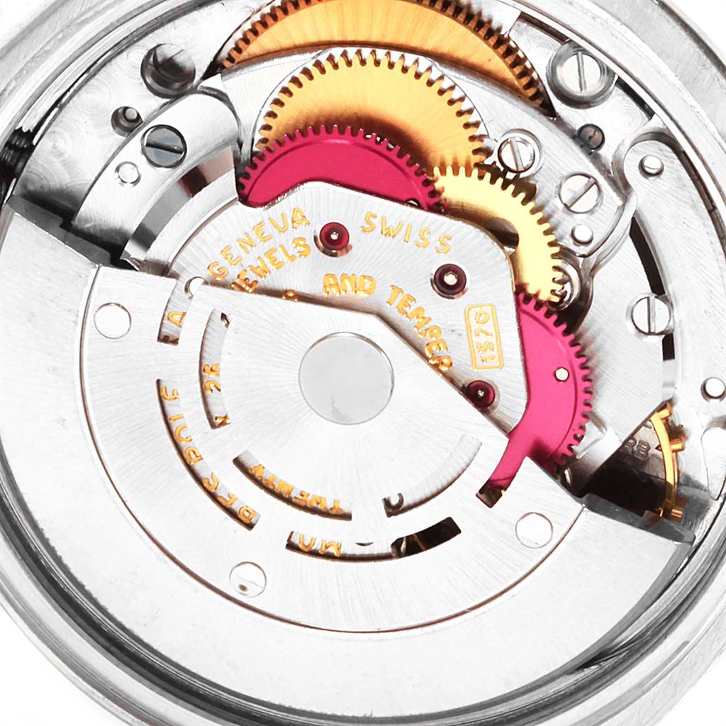 The image shows a close-up view of the internal movement mechanism of the Rolex Vintage Collection 1500 Men's Stainless Steel Silver Dial 1500 Men's Stainless Steel Silver Dial model watch.