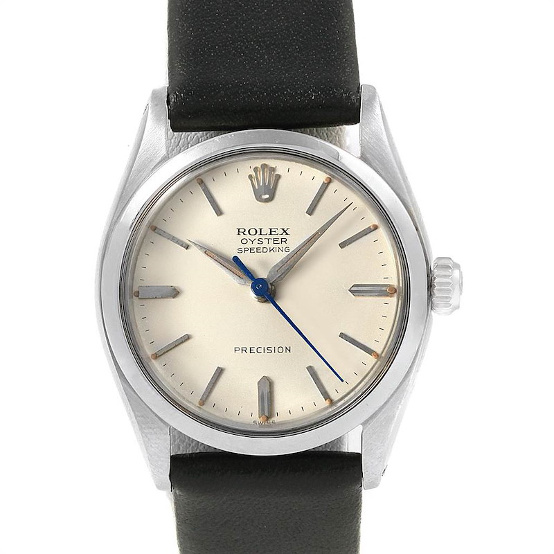 Rolex Oyster Speedking Precision Silver Dial Steel Vintage Watch 6430 SwissWatchExpo