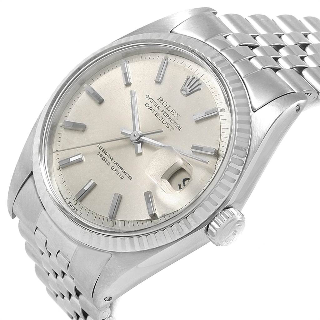 The Vintage Collection model by Rolex is shown at a three-quarter angle, highlighting the watch face, bezel, crown, and bracelet.