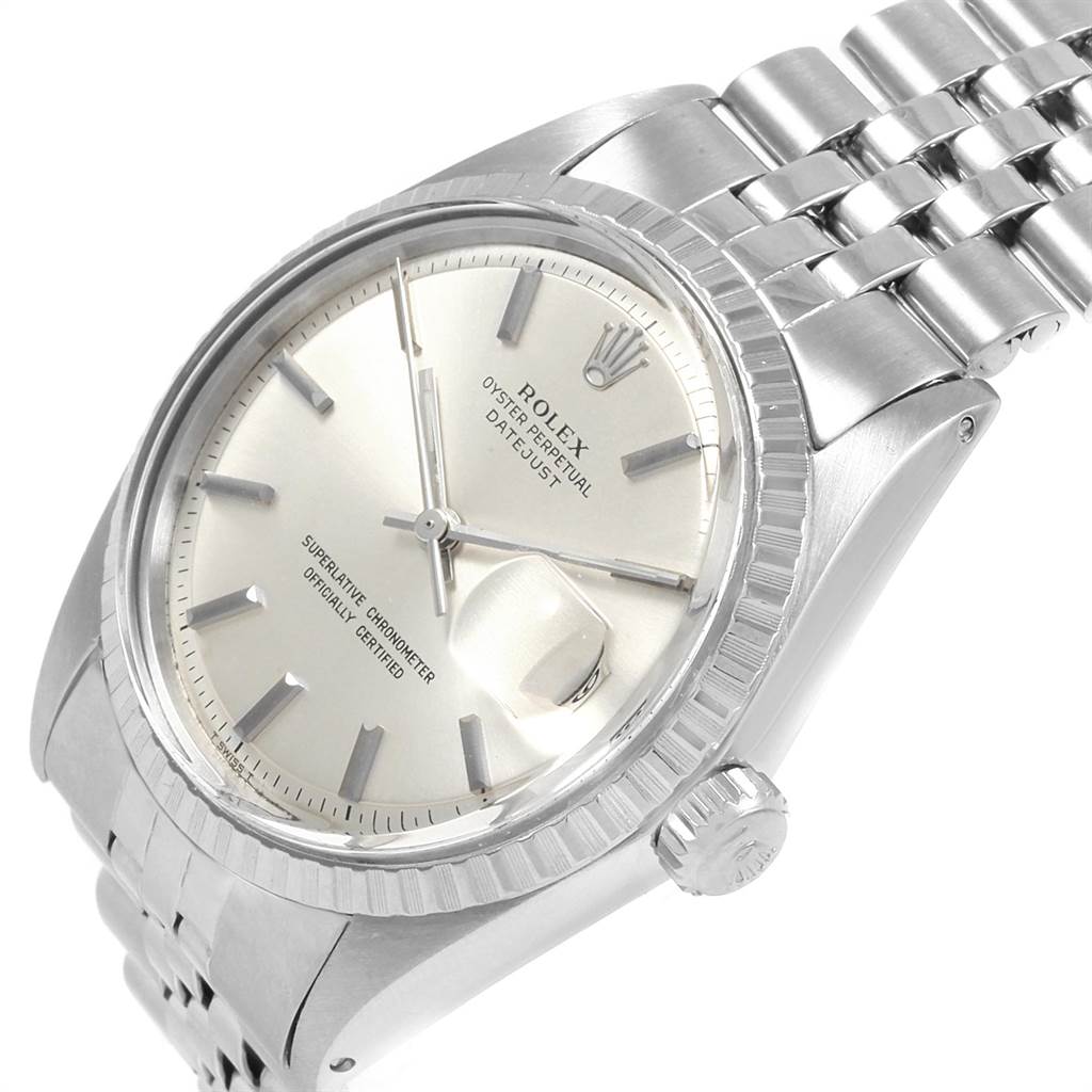 The image shows the Rolex Vintage Collection 1603 Men's Stainless Steel Silver Dial 1603 Men's Stainless Steel Silver Dial watch at a three-quarter angle, highlighting the face, bezel, crown, and part of the bracelet.
